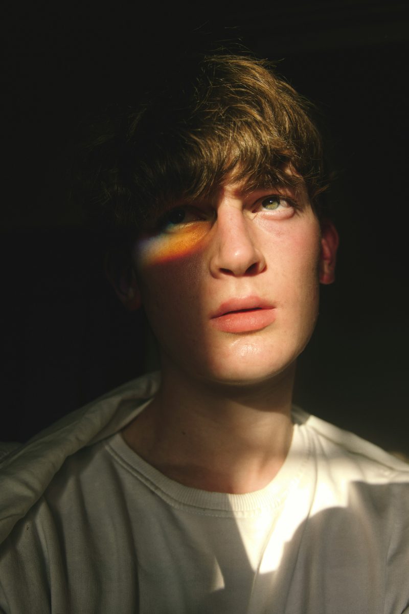 Portrait in a white crew neck